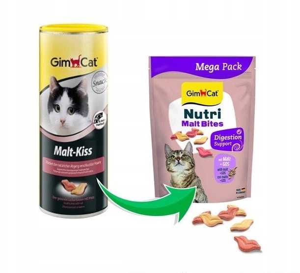 Gimborn GIMCAT NUTRI MALT BITES KISSES ATŠILDANTYS SKANULINIAI BUČINIAI 425 g /12
