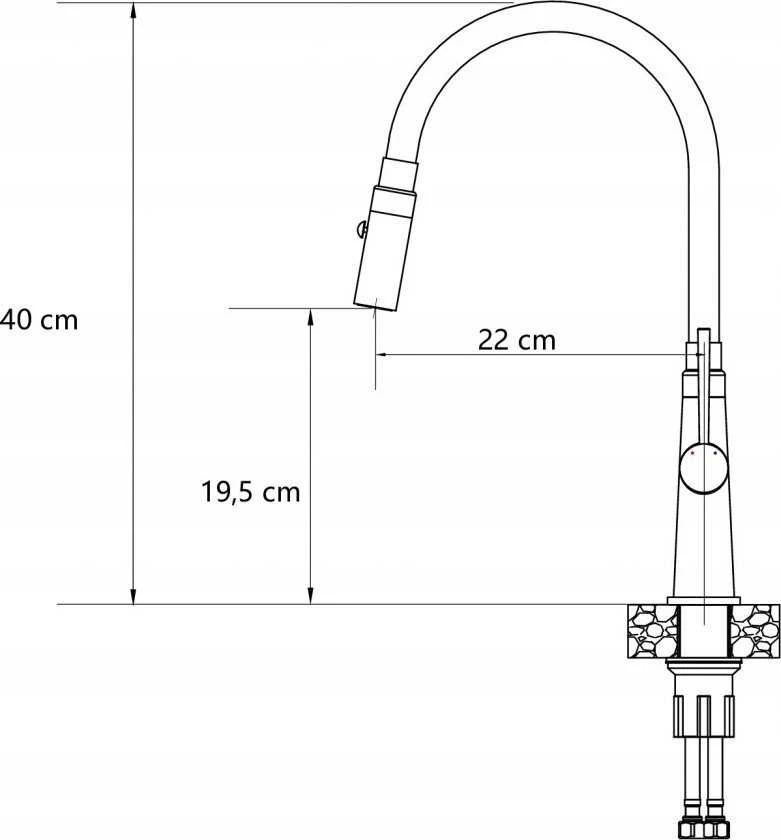 Plautuvės maišytuvas su lanksčia žarna ir dušelio funkcija Quadron GINA, 3922505_BLM, juodas