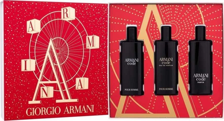 Set Giorgio Armani: Code Parfum For Men Papildomas, 15 ml + Code Eau De Toilette For Men, 15 ml + Code Eau De Parfum For Men, 15 ml