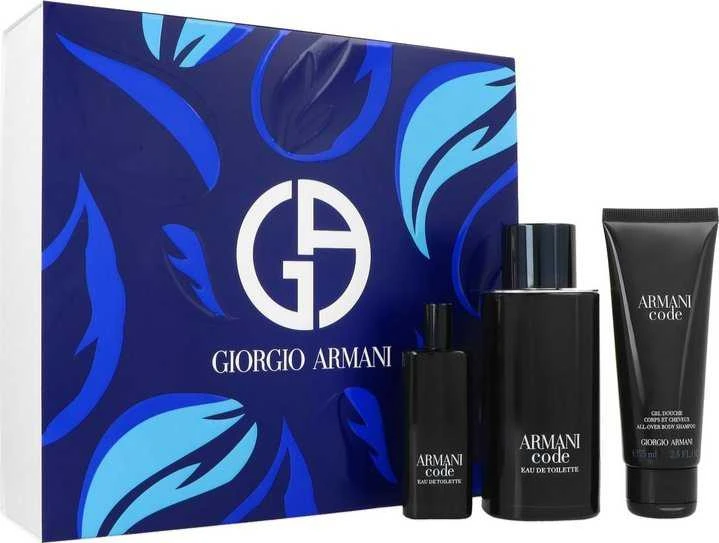 Giorgio Armani Code For Men (2023 m.) – EDT (plnitelná) 125 ml + purškiamas gelis 75 ml + EDT 15 ml