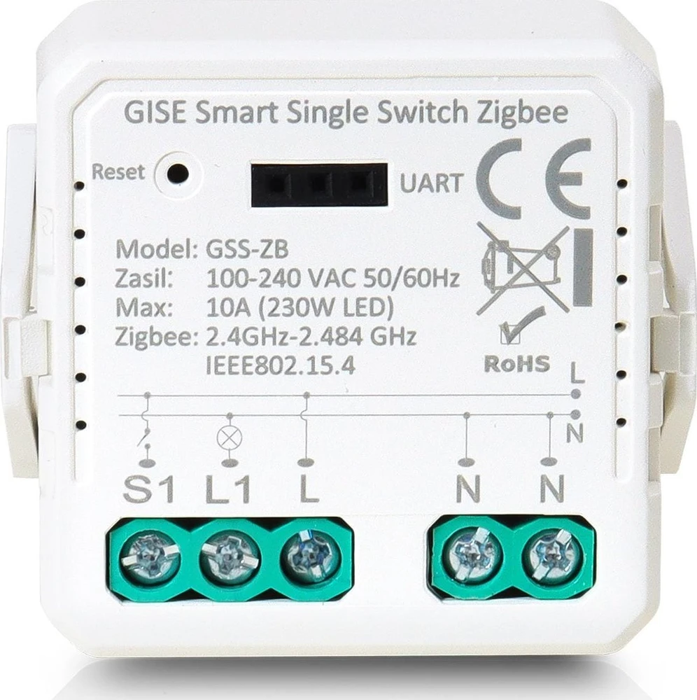 GISE išmanusis vienos relės modulis (ne N) Zigbee | Tuya | GSS-ZB-NN