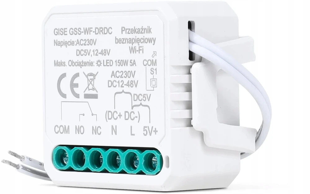GISE išmanusis vieno žemos įtampos be potencialo WiFi relės modulis | Tuya | GSS-WF-DRDC