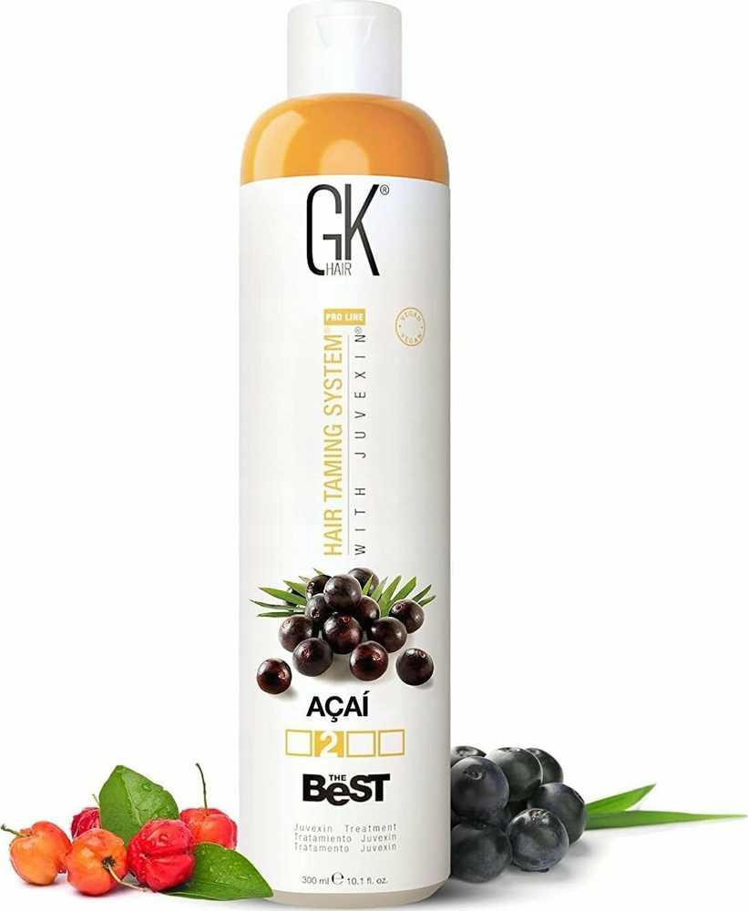 GK hair Global Keratin Geriausias Acai plaukų kreminis gydymas glotninimui, 1000 ml