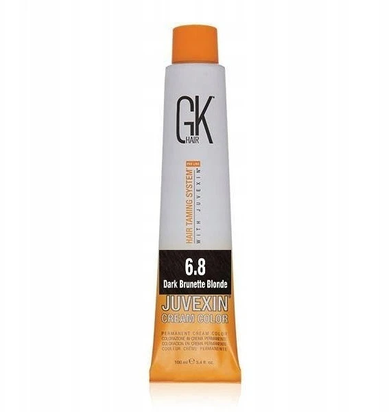 GK hair Global Keratin Kreminis Colour Permanent Hair Dye 6.8 Dark Brunette Skirtas šviesiems plaukams, 100 ml