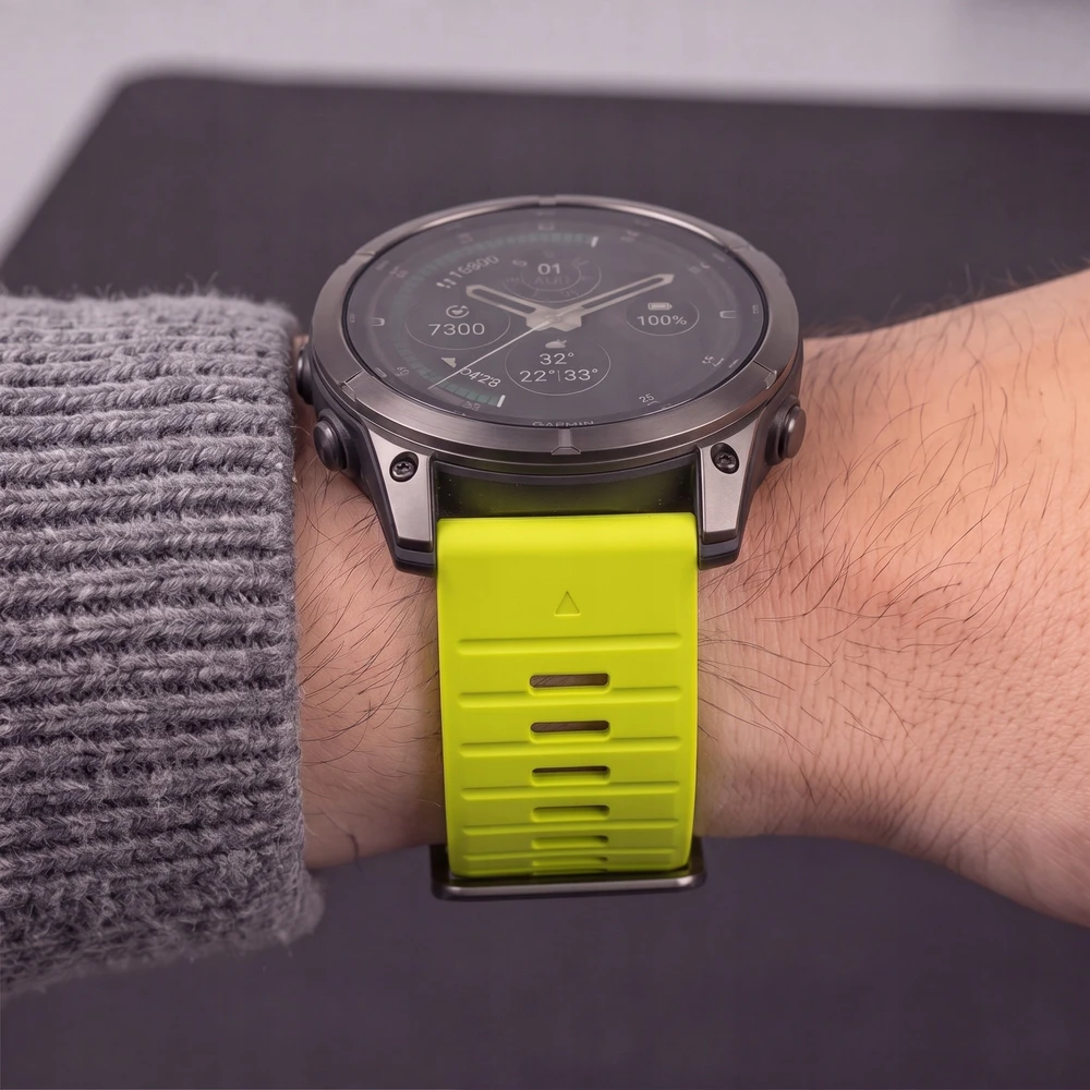 GK PROTECTION Dirželis Tech-Protect Silicone do Garmin Fenix 5 / 6 / 6 Pro / 7 / 8 / 8 Pro / E / 9 / 9 Pro 51 mm Volt Lime (THP6084)