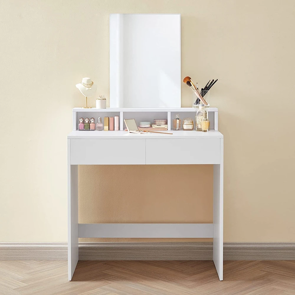 Songmics Glamour Toaletka su lustrem balta do makijażu 80 cm GLAMOUR
