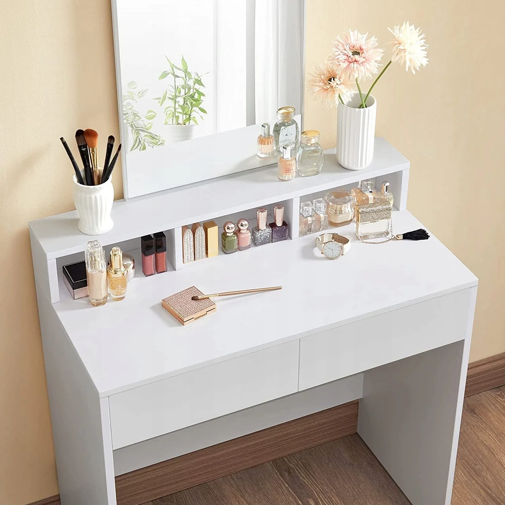 Songmics Glamour Toaletka su lustrem balta do makijażu 80 cm GLAMOUR
