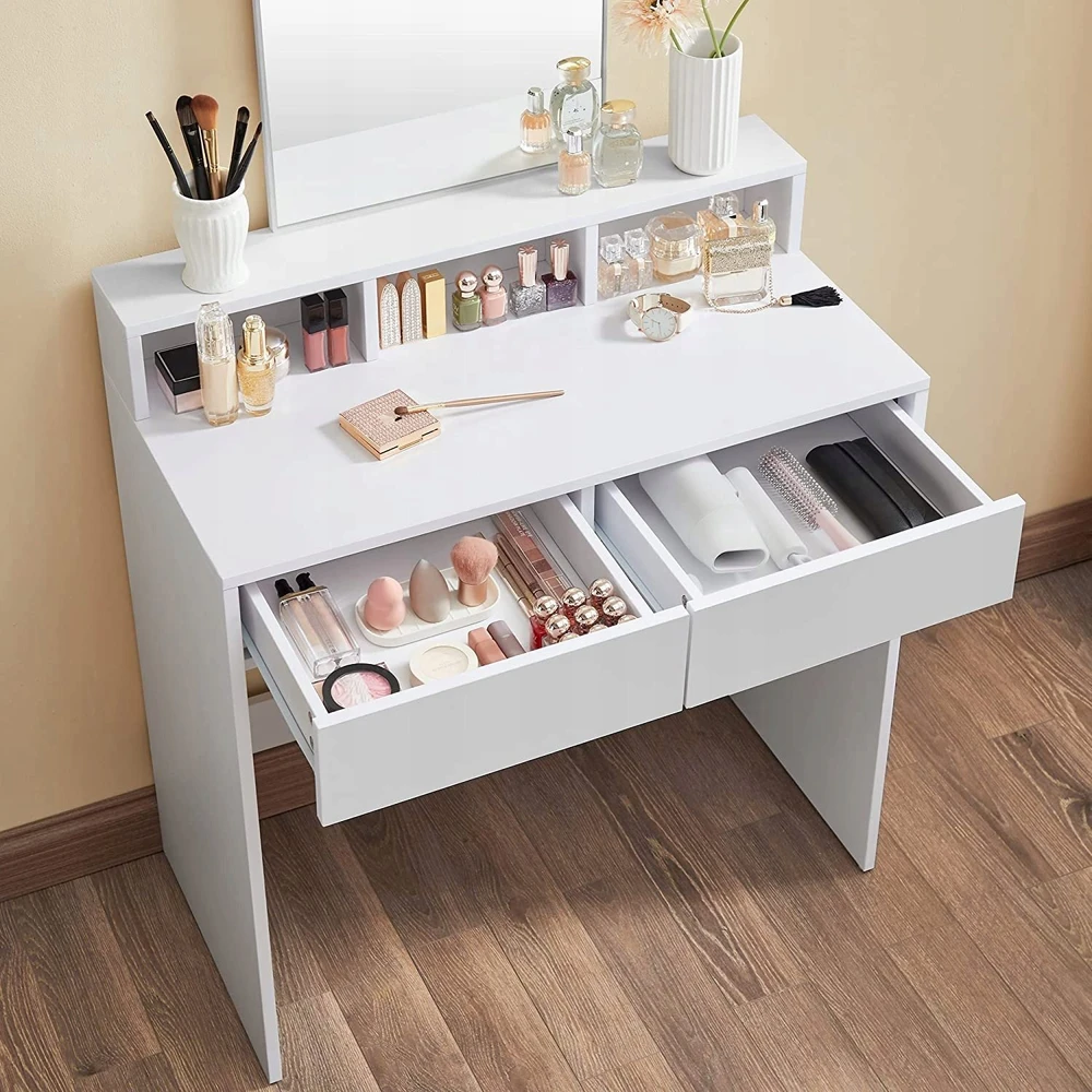 Songmics Glamour Toaletka su lustrem balta do makijażu 80 cm GLAMOUR