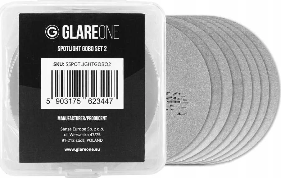 „GlareOne“ prožektoriaus gobo rinkinys 2 – kaukių rinkinys