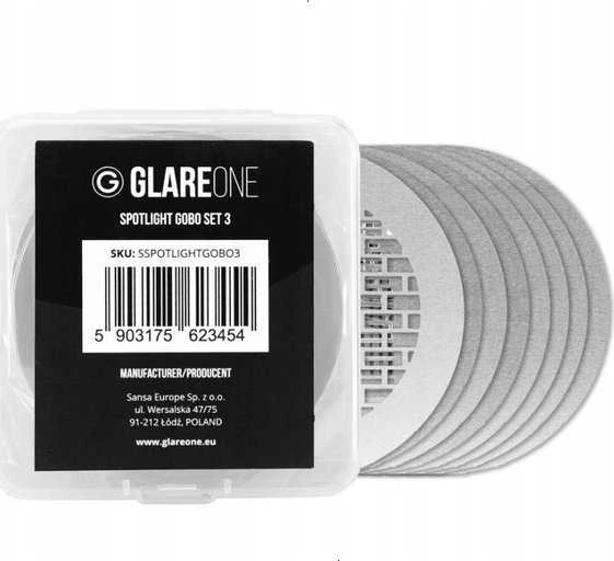 „GlareOne“ prožektoriaus gobo rinkinys 3 – kaukių rinkinys