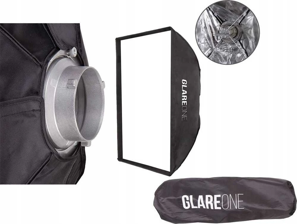 „GlareOne Softbox 25x100 PRO“ studijinė lempa – komplektas su grotelėmis