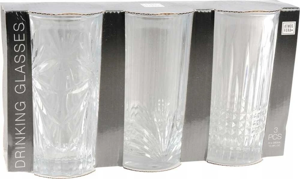 Glasmark 3 raštuotų stiklinių rinkinys, 380 ml