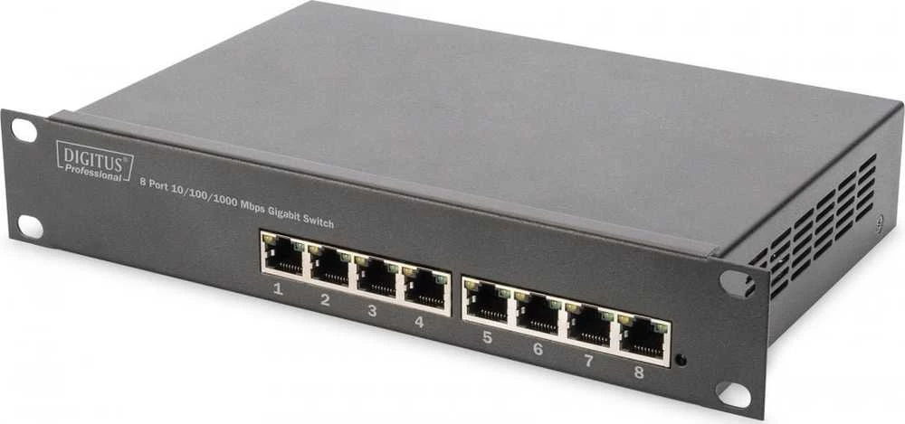 Digitus 10" tinklo rinkinys, 6U spintelė, lentyna, PDU, 8 prievadų jungiklis, CAT 6 pataisų skydelis, Pilkas | Digitus | Tinklo rinkinys | DN-10-SET-1