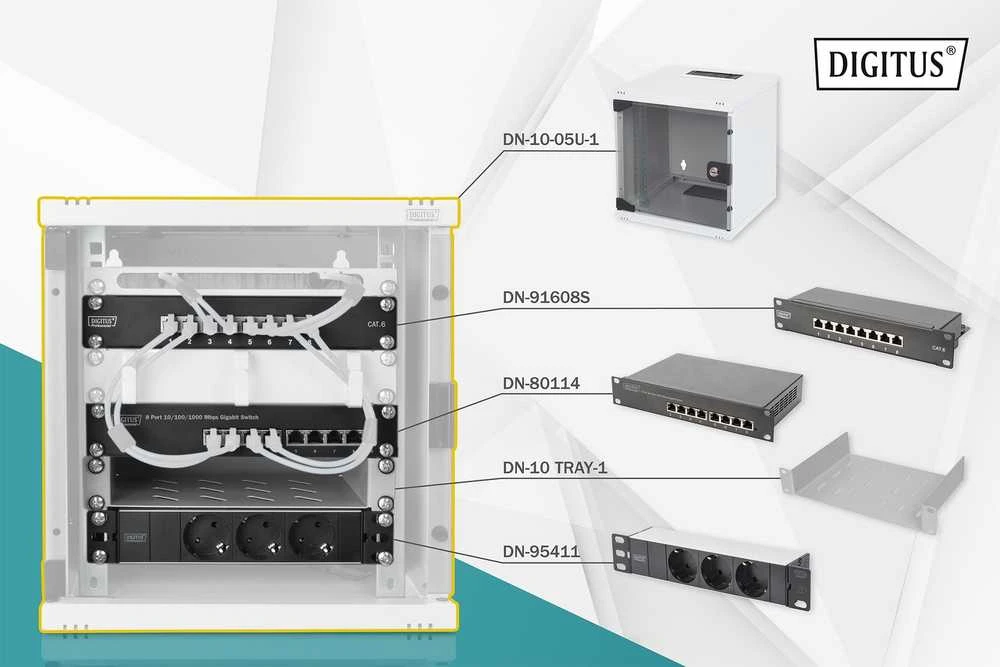 DIGITUS Netzwerk-Set 254 mm (10)-6HE, 312x300mm (B x T)