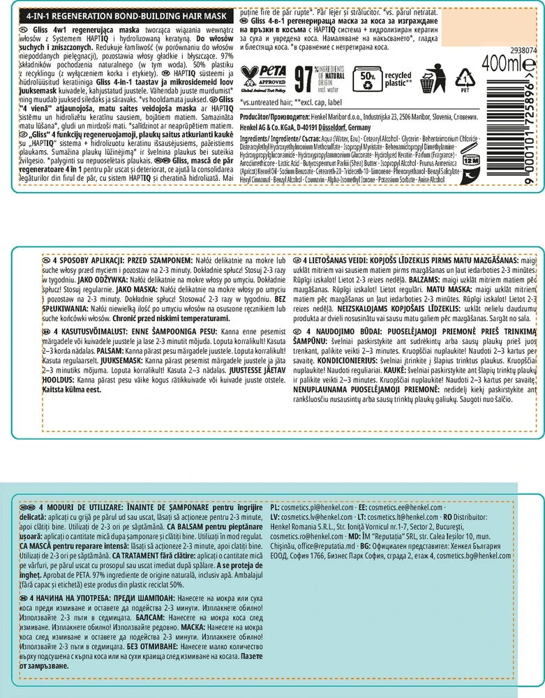 Schwarzkopf Gliss Regeneration Hair Mask