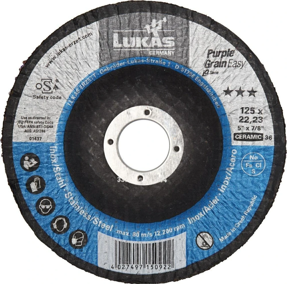 Lukas Erzett LUKAS DISKINIS ŠLIFAVIMO DISKAS 125mm P60 PURPLE GRAIN