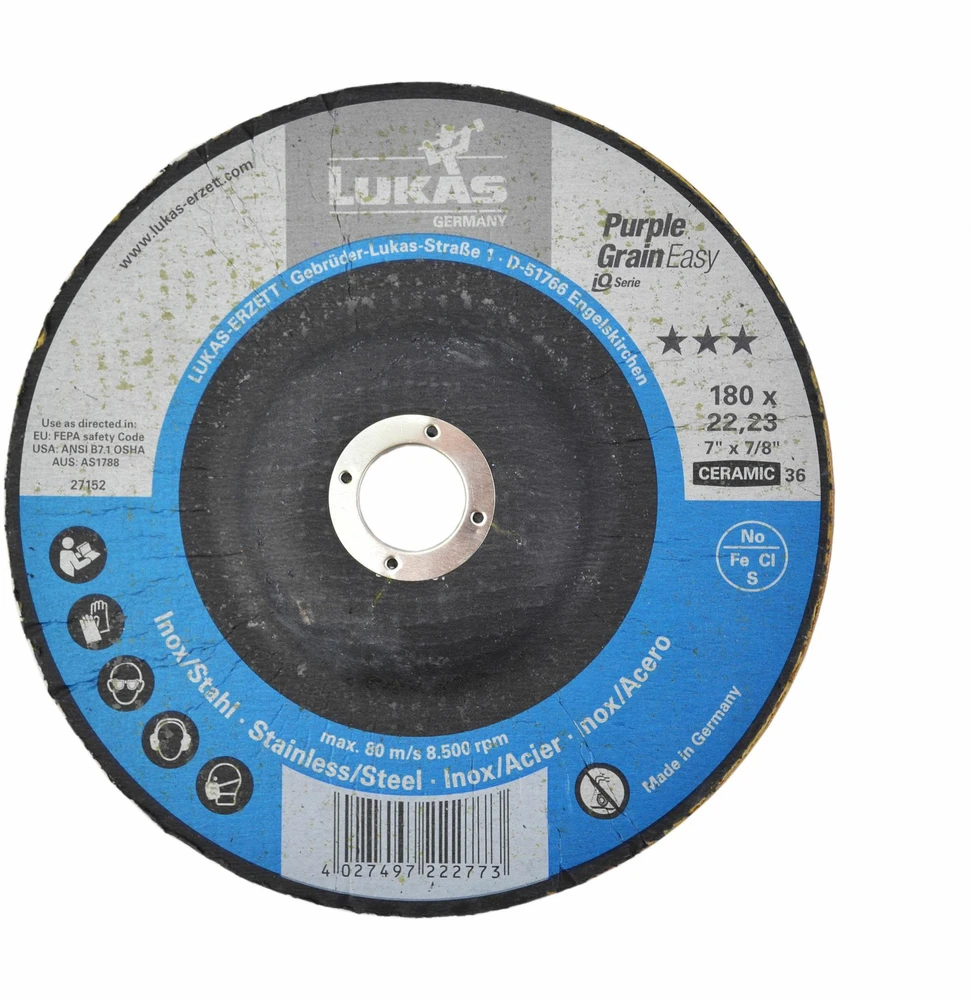 Lukas Erzett LUKAS DISKINIS ŠLIFAVIMO DISKAS 180mm P36 PURPLE GRAIN