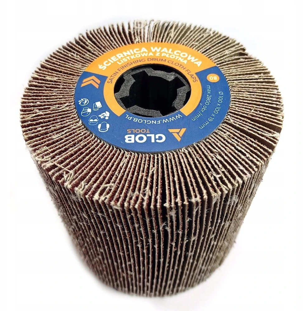 Glob Šlifavimo volelis su lapeliais Tools iš šlifavimo drobės 100x100x19mm Satyniarka (GLOBTOOLS-SLW-10019-P080)