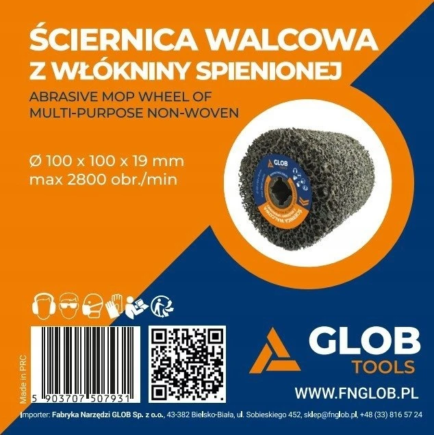 Šlifavimo volelis iš kieto putų neaustinio audinio GLOB TOOLS 100x100x19mm granulacija 40 Šlifavimo mašina