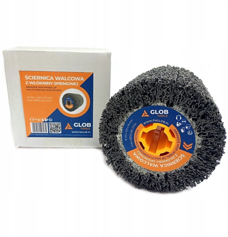 Šlifavimo volelis iš kieto putų neaustinio audinio GLOB TOOLS 100x100x19mm granulacija 40 Šlifavimo mašina