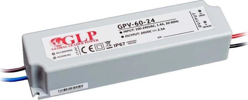 60W LED Maitinimo šaltinis GLP 24V IP67
