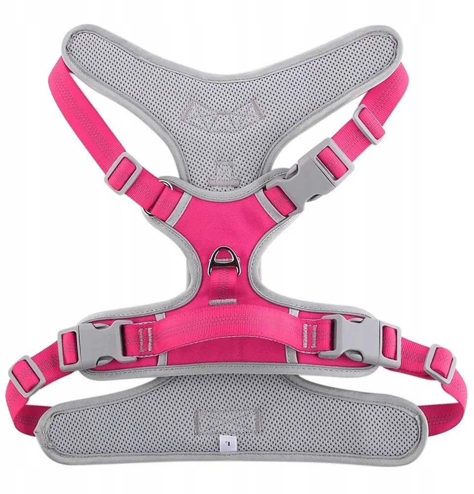 Šunų petnešos, M dydžio, rožinės ir pilkos Oem Dog harness OXFORD