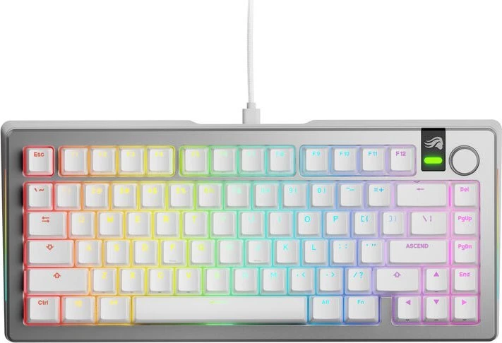 Glorious GMMK 3 Pro 75 % Custom žaidimų klaviatūra – Pre-Built, ANSI US išdėstymas, Fox Switches, sidabro spalvos