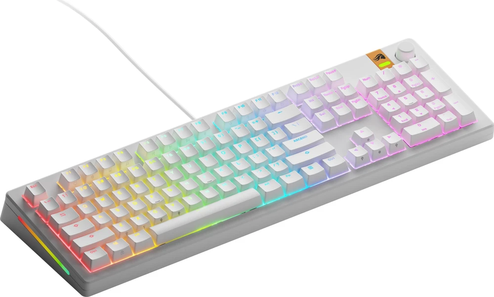 Glorious GMMK 3 HE 100 % Custom žaidimų klaviatūra – Pre-Built, ANSI US išdėstymas, Fox HE Switches, baltos spalvos