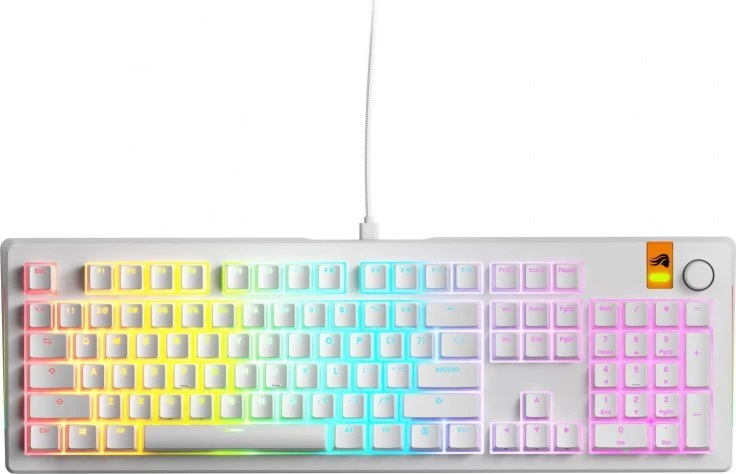 Glorious GMMK 3 HE 100 % Custom žaidimų klaviatūra – Pre-Built, ANSI US išdėstymas, Fox HE Switches, baltos spalvos