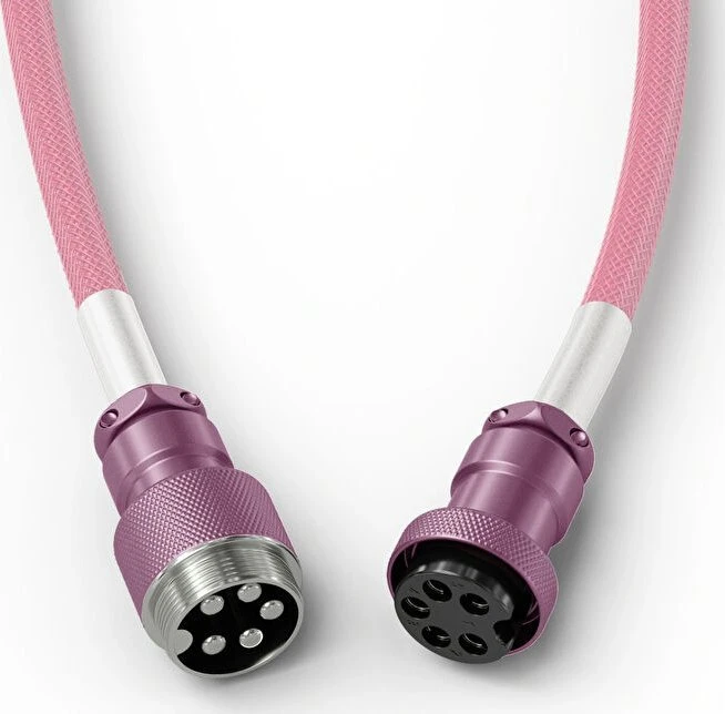 Klaviatūra Glorious GMMK Coiled Cable susuktas klaviatūros laidas Pixel Rožinė, USB-C į USB-A – rožinės spalvos