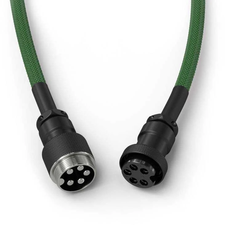 Klaviatūra Glorious GMMK Coiled Cable susuktas klaviatūros laidas Forest Žalias, USB-C į USB-A – žalios ir juodos spalvos