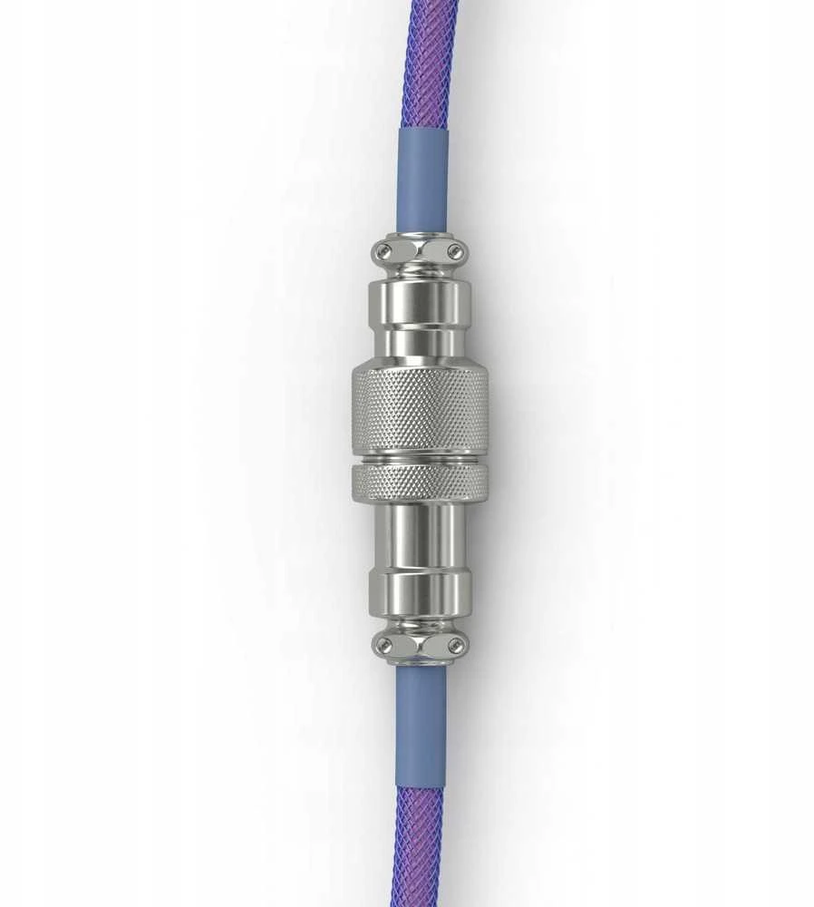 Klaviatūra Glorious GMMK Coiled Cable susuktas klaviatūros laidas Nebula, USB-C į USB-A – violetinės ir sidabro spalvos