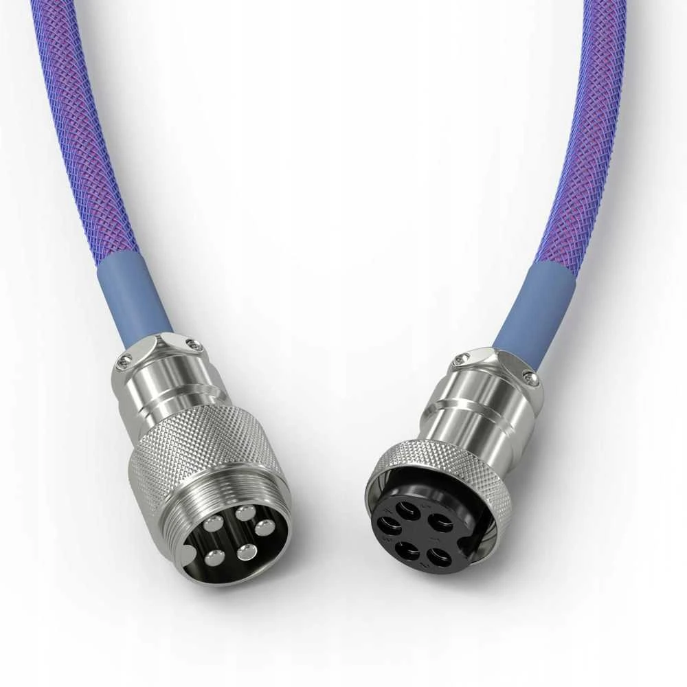 Klaviatūra Glorious GMMK Coiled Cable susuktas klaviatūros laidas Nebula, USB-C į USB-A – violetinės ir sidabro spalvos