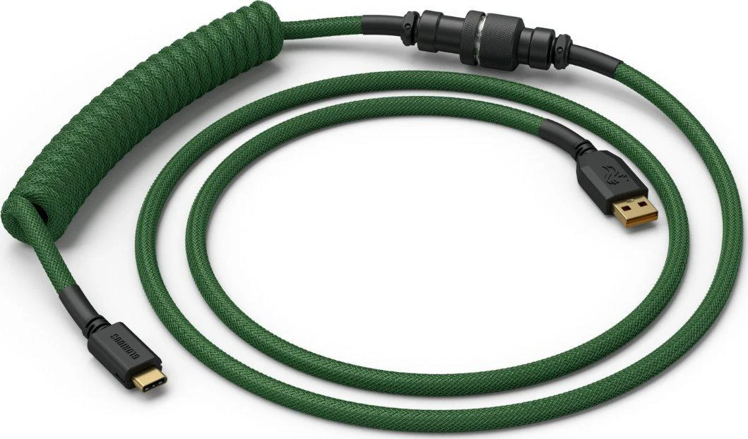 Glorious Coiled Cable susuktas klaviatūros laidas Forest Žalias, USB-C į USB-A – 1,37m, žalios spalvos