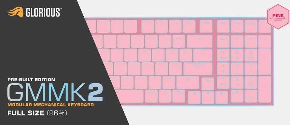 Glorious GMMK 2 Full-Size klaviatūra – Fox switches, ANSI išdėstymas, rožinės spalvos