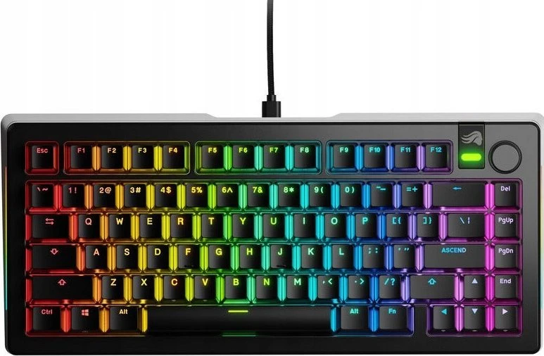 Glorious GMMK 3 Pro 75% Custom Klaviatūra žaidimams - Pre-Built, ANSI (US išdėstymas), Fox Switches, Juodas
