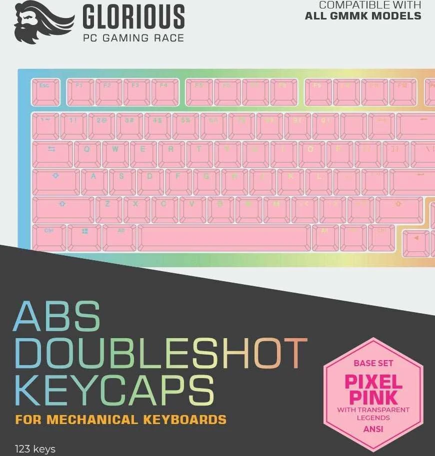 Klaviatūra Glorious GMMK ABS Doubleshot V2 USA Base Kit – rožinės spalvos