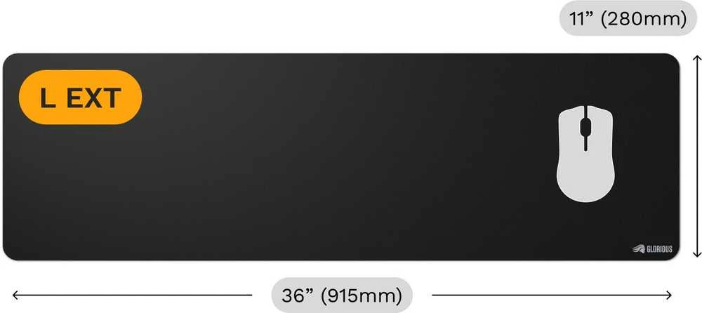 Glorious pelės kilimėlis žaidimams 2 L, edge-to-edge, rubberised – 915 x 280mm, juodos spalvos