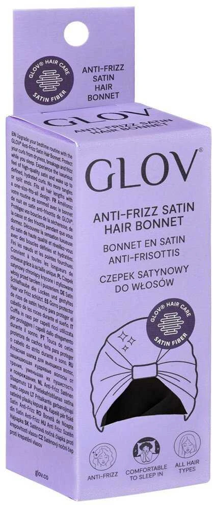 GLOV_Satininė kepuraitė, apsauganti garbanotus ir suformuotus plaukus nuo trinties ir šiaušimosi. Juodas