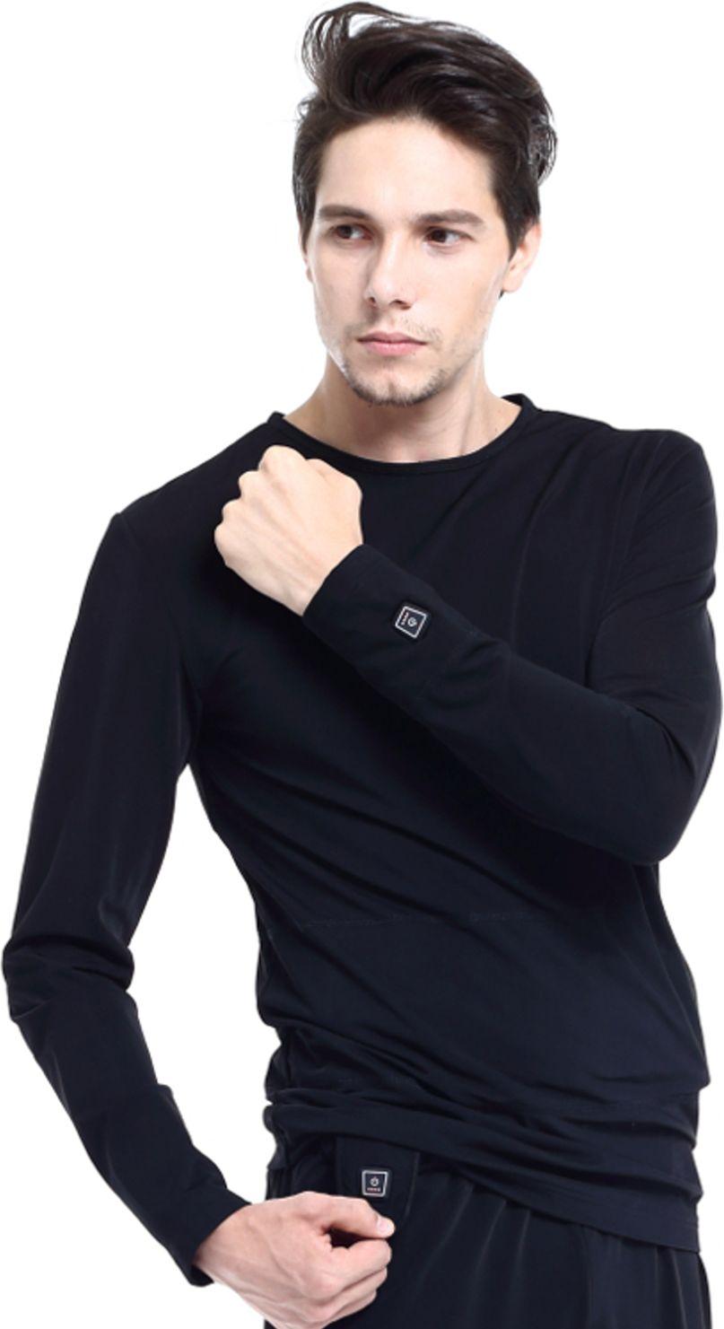 Šildomi marškinėliai T-Shirt Glovii GJ1 su baterija (iki 6val.) - Juodas XL