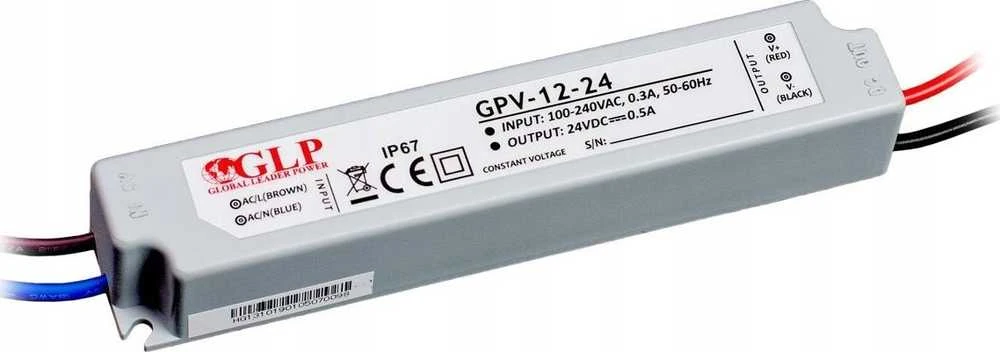 12W LED Maitinimo šaltinis GLP 24V IP67