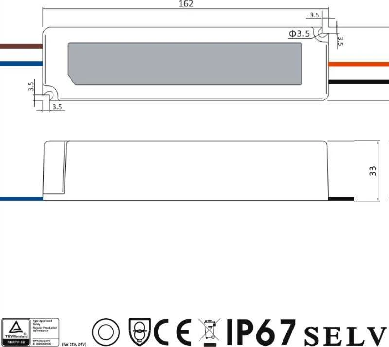 GLP 60W LED maitinimo šaltinis, 24V, 2,5A, IP67