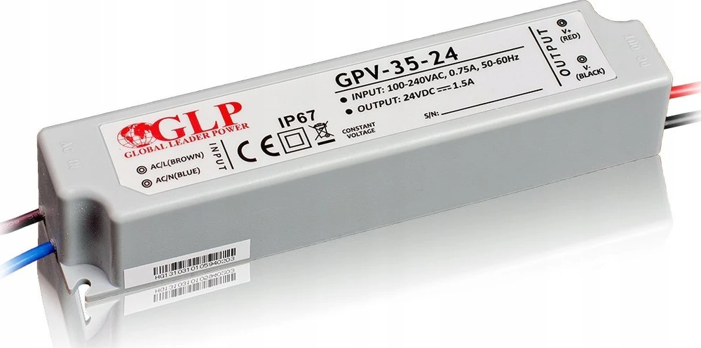 36W LED Maitinimo šaltinis GLP 24V IP67