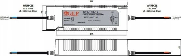 36W LED Maitinimo šaltinis GLP 24V IP67