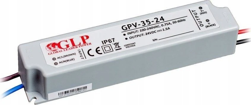36W LED Maitinimo šaltinis GLP 24V IP67