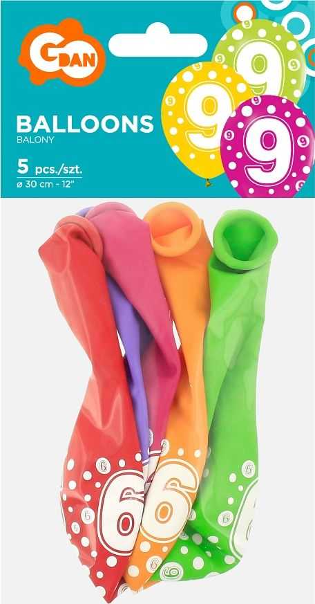 GoDan BALONY su cyframi 9 12 cali / 5 vnt