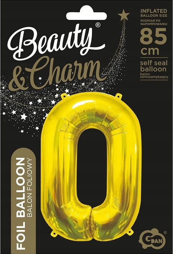 GoDan BALON foliowy Cyfra 0 auksinė 85 cm