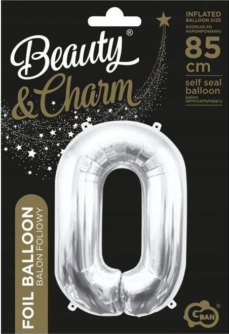 GoDan BALON foliowy Cyfra 0 sebrna 85 cm