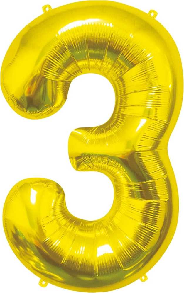 GoDan BALON foliowy Cyfra 3 auksinė 85 cm