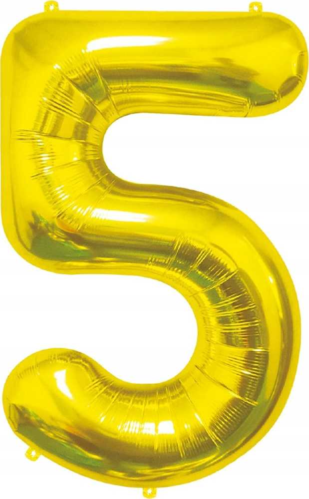 GoDan BALON foliowy Cyfra 5 auksinė 85 cm